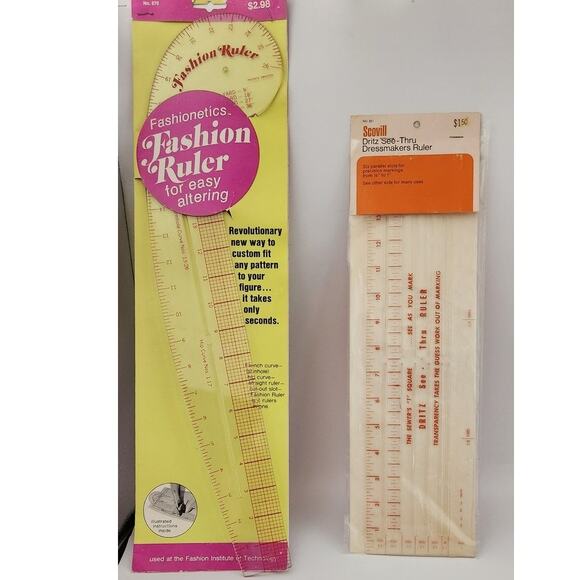 set of 2 vintage‎ Dressmaker rulers Fashionetics Fashion Ruler/Scoville Dritz - Picture 1 of 2